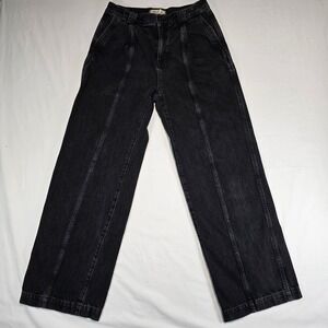 Madewell Wide Leg Trouser Jeans Black High Rise Seamed NN486 DM6565 Womens 27